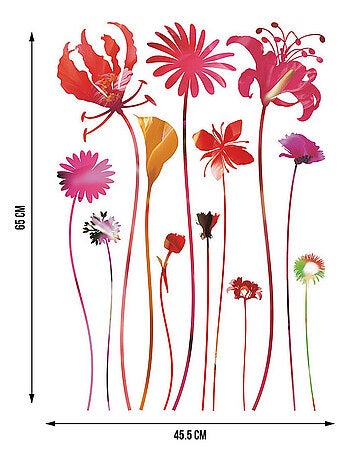 Sticker Fleurs multicolores - 1 planche 42,5 x 65 cm