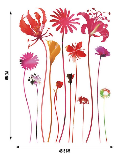Sticker Fleurs multicolores - 1 planche 42,5 x 65 cm - Kiabi