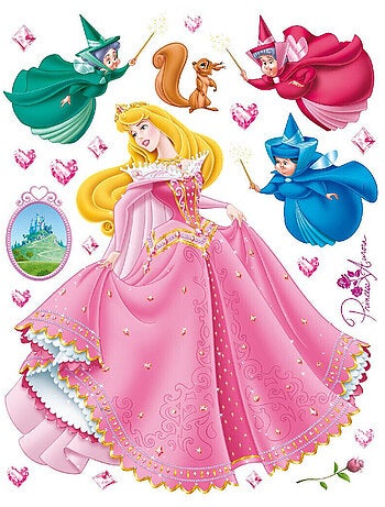 Sticker géant la Belle au Bois Dormant & les 3 fées Disney
