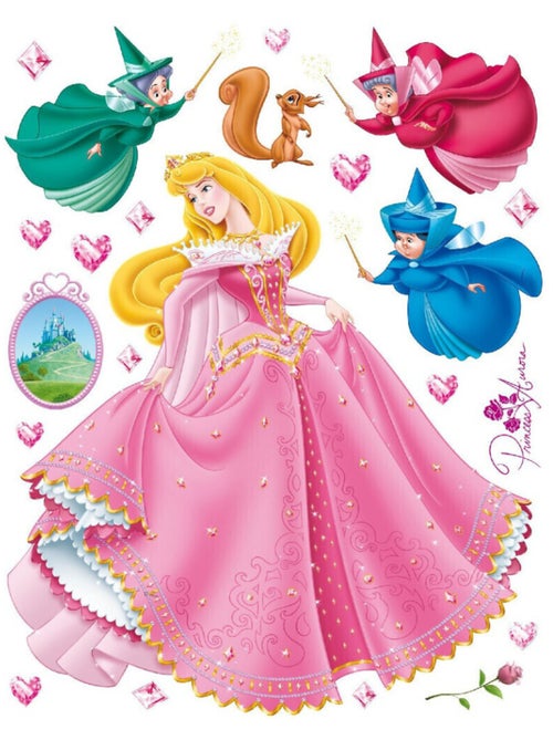 Sticker géant la Belle au Bois Dormant & les 3 fées Disney - Kiabi