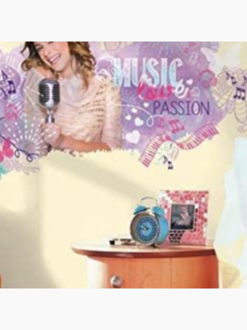 Sticker Géant Music Love Passion Violetta Disney Blanc Violet Gris - Kiabi