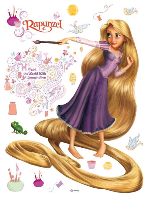 Sticker géant Princesse Raiponce pinceau Disney - Kiabi