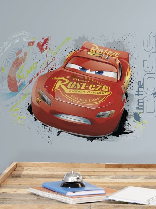 Sticker géant repositionnable Cars avec Flash McQueen de Disney 92,7CM X 43,8CM - Kiabi