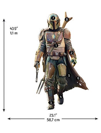 Sticker Géant repositionnable Din Djarin Mandalorian Disney 101 CM X 58 CM
