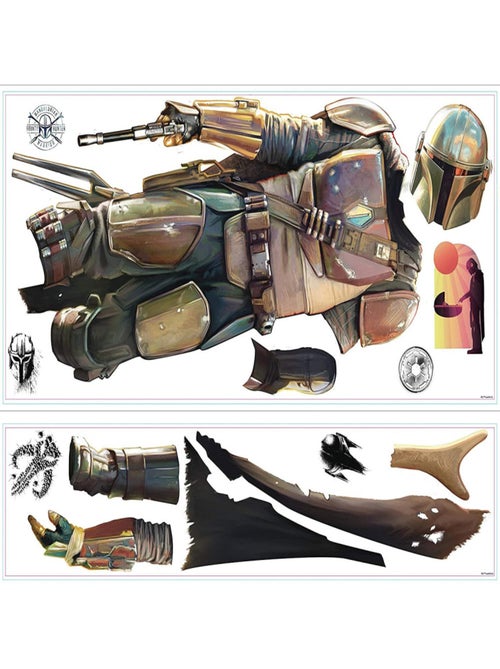 Sticker Géant repositionnable Din Djarin Mandalorian Disney 101 CM X 58 CM - Kiabi
