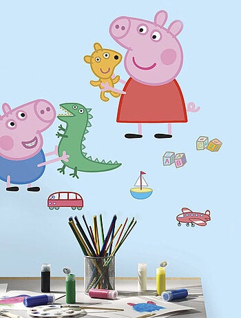 Sticker géant repositionnable Peppa Pig et George Pig 45,7CM X 101,6CM