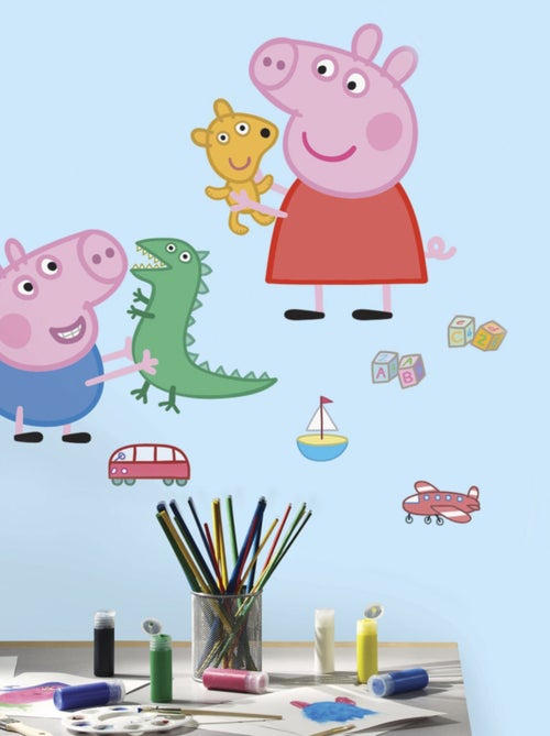 Sticker géant repositionnable Peppa Pig et George Pig 45,7CM X 101,6CM - Kiabi