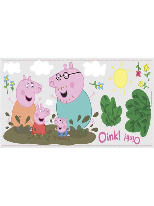 Sticker géant repositionnable Peppa Pig jouons dans la boue 45,7CM X 101,6CM - Kiabi