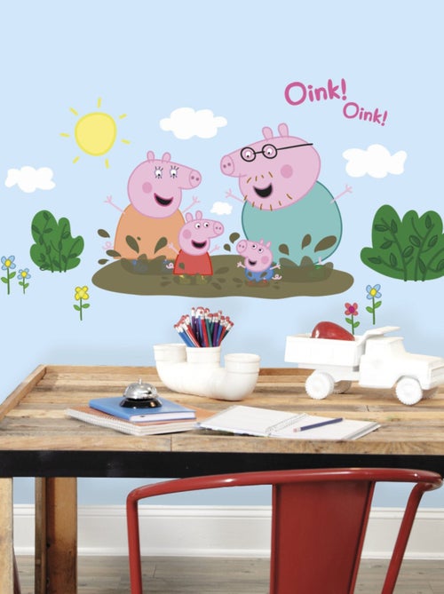 Sticker géant repositionnable Peppa Pig jouons dans la boue 45,7CM X 101,6CM - Kiabi