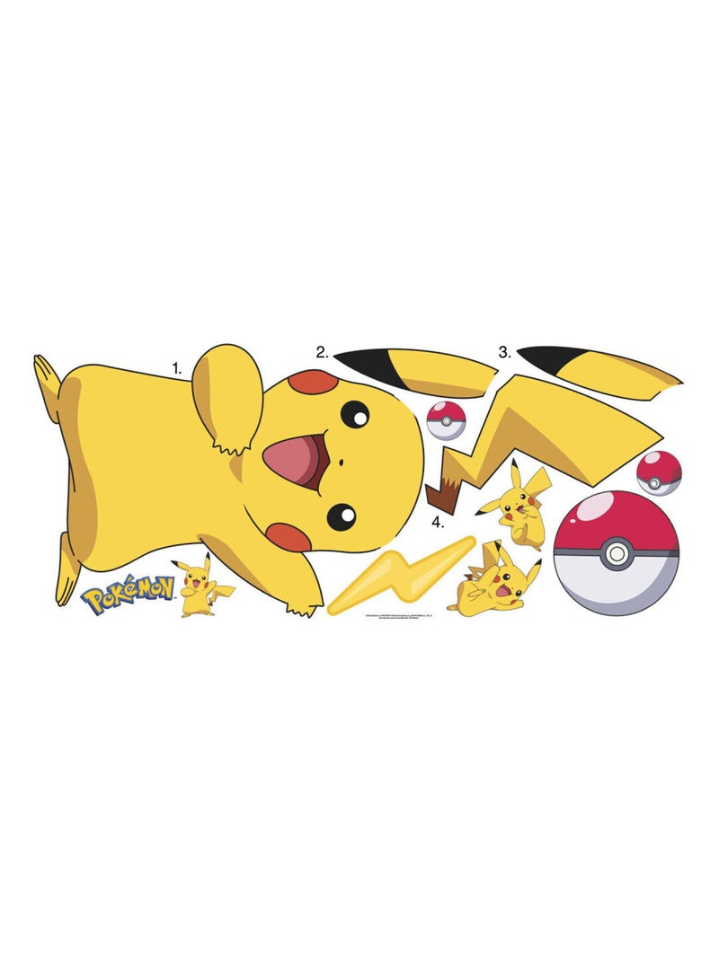 Sticker géant repositionnable Pikachu Pokemon 45,7CM X 101,6CM Multicolore - Kiabi