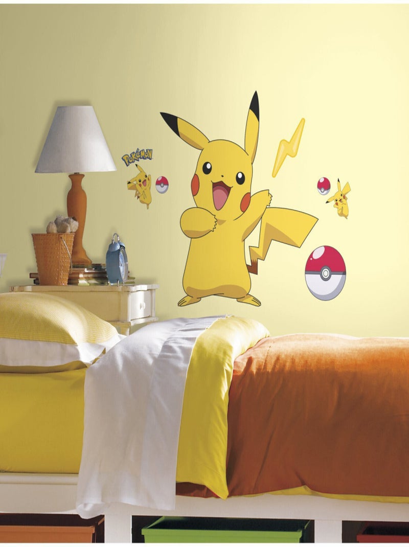 Sticker géant repositionnable Pikachu Pokemon 45,7CM X 101,6CM Multicolore - Kiabi