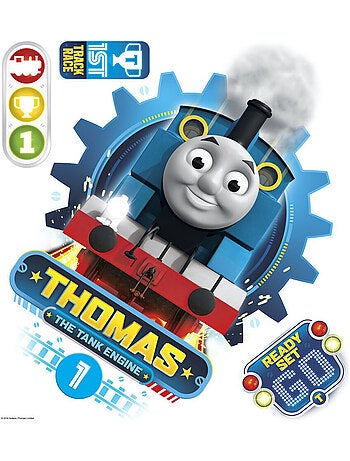 Sticker géant repositionnable Thomas et ses amis portrait de Thomas 45,7CM X 50,8CM