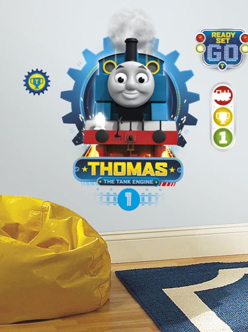 Sticker géant repositionnable Thomas et ses amis portrait de Thomas 45,7CM X 50,8CM - Kiabi