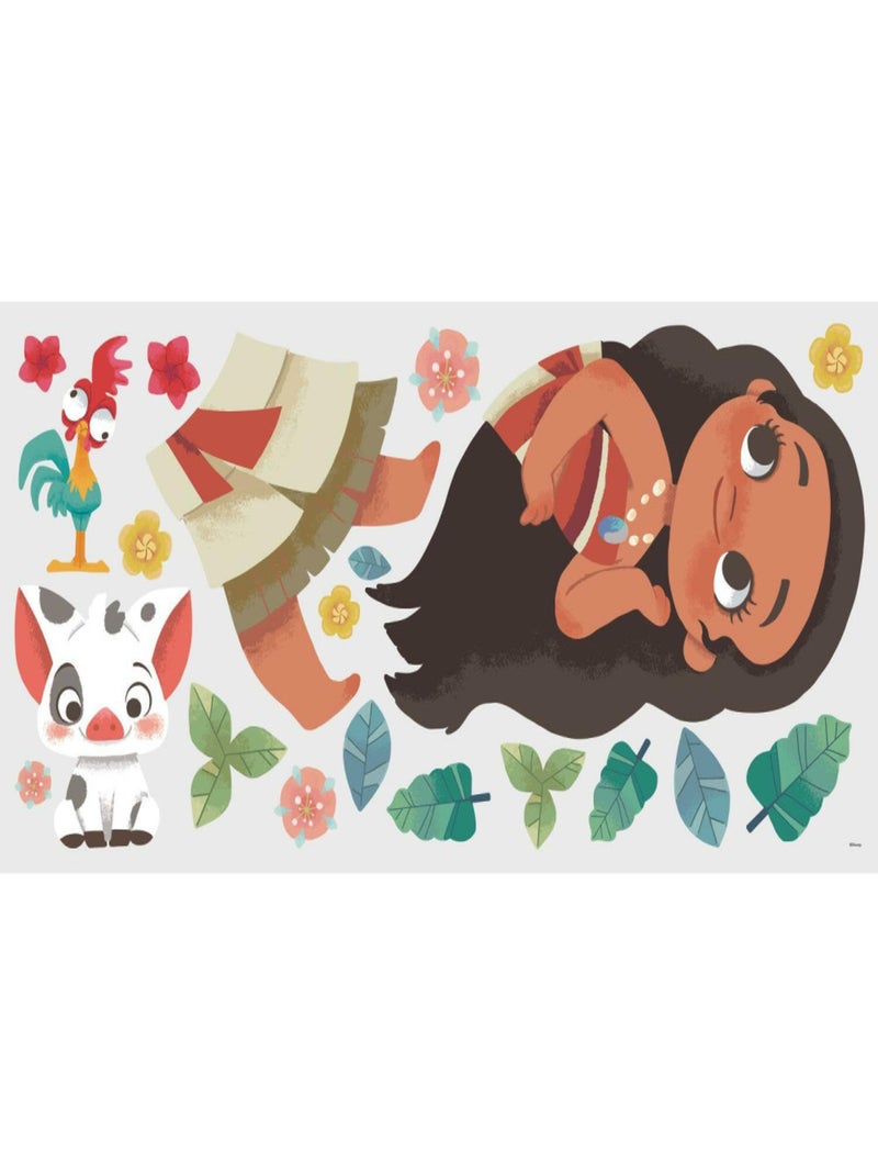 Sticker géant repositionnable Vaiana Vintage DISNEY - 48,7 cm x 63,5 cm Multicolore - Kiabi
