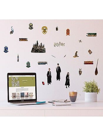 Sticker Harry Potter - Tous les personnages d'Harry Potter avec le château - 1 planche 30 x 30 cm