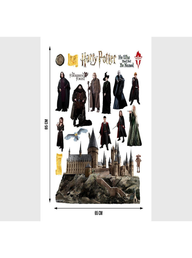 Sticker Harry Potter - Tous les personnages et École de Poudlard - 1 planche 65x85 cm Multicolore - Kiabi