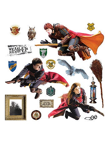 Sticker Harry Potter Quidditch 3 personnages - 1 planche 30 x 30 cm