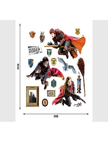 Sticker Harry Potter Quidditch 3 personnages - 1 planche 30 x 30 cm