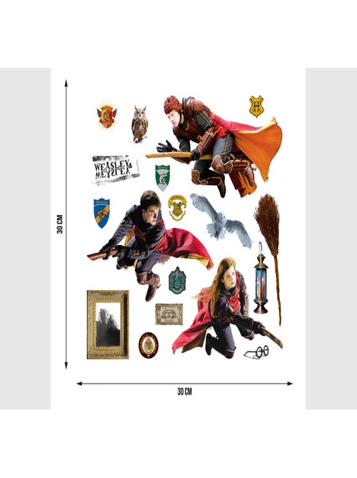 Sticker Harry Potter Quidditch 3 personnages - 1 planche 30 x 30 cm - Kiabi
