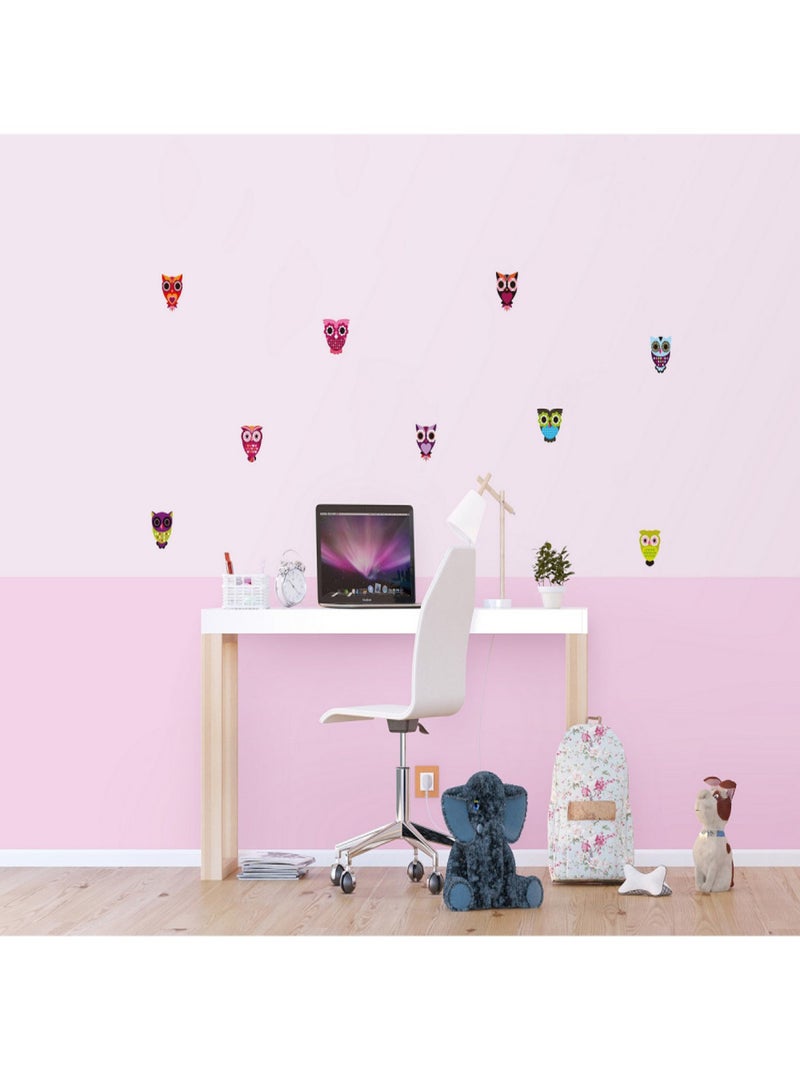 Sticker Hiboux multicolores - 1 planche 30 x 30 cm Multicolore - Kiabi