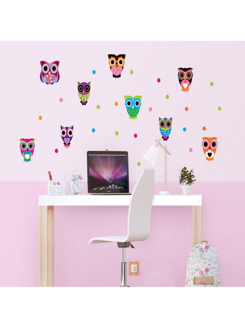 Sticker Hiboux multicolores - 1 planche 42,5 x 65 cm Multicolore - Kiabi
