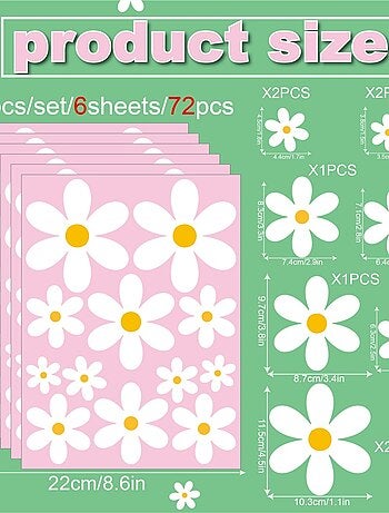 Sticker marguerites 72 pièces