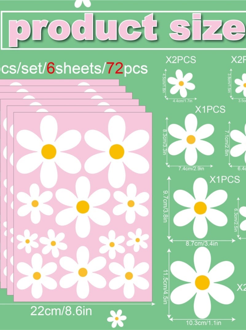 Sticker marguerites 72 pièces Blanc Multicolore - Kiabi