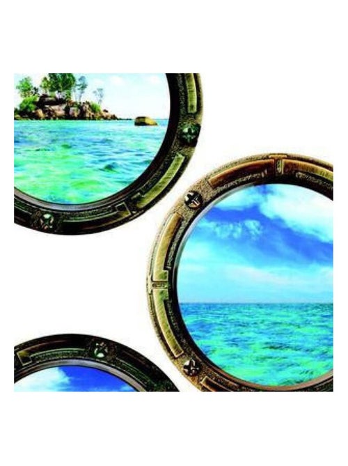 Sticker mural - 3 Hublots Iles Paradisiaques - 65 x 85 cm - Kiabi