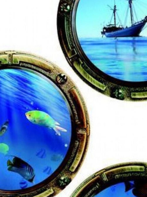 Sticker mural - 3 hublots vue sous-marine et bateau - 65 x 85 cm - Kiabi