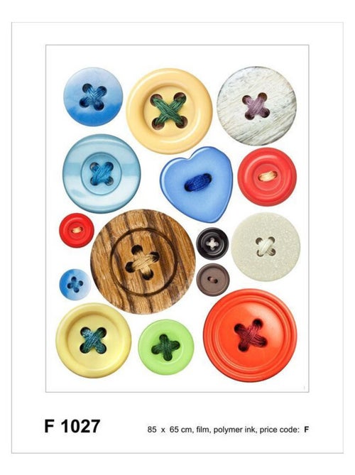 Sticker mural - Boutons Colorés - 65 x 85 cm - Kiabi
