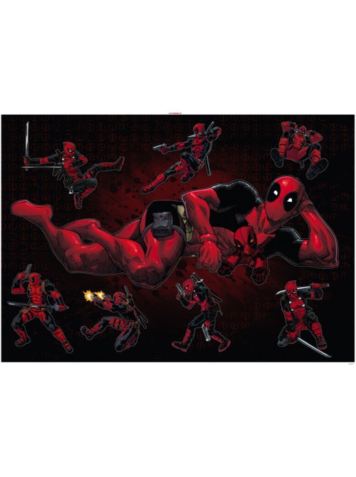 Sticker mural -  Deadpool entrain de poser et de combattre - 100 x 70 cm - Kiabi