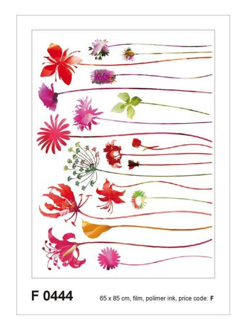 Sticker mural - Fleurs Colorées - 65 x 85 cm - Kiabi