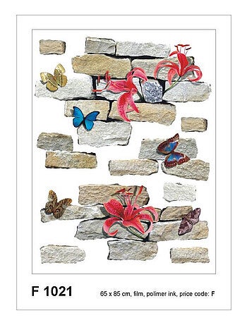 Sticker mural - Fleurs et Briques - 65 x 85 cm