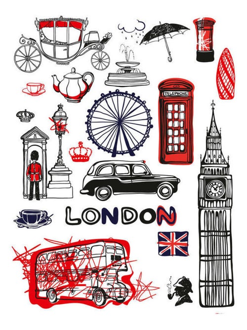 Sticker mural - Londres - 65 x 85 cm - Kiabi