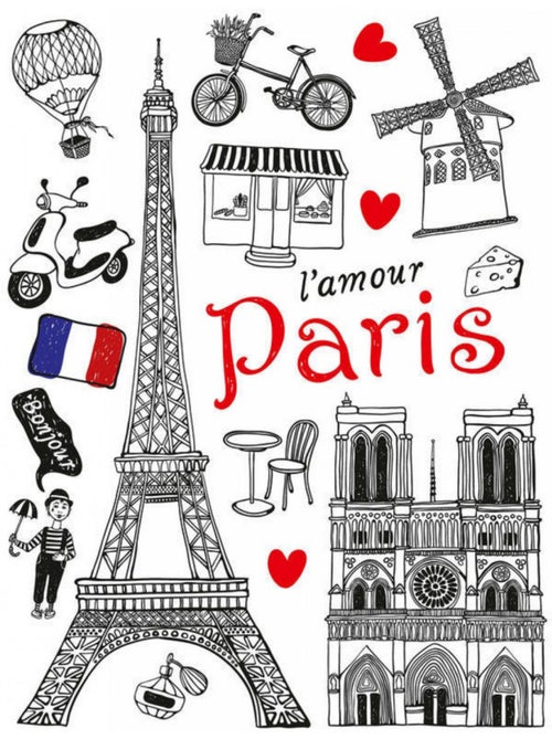 Sticker mural - Paris - 65 x 85 cm - Kiabi