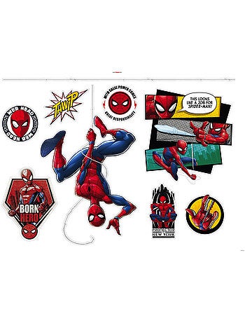 Sticker mural - spider man est suspendu sur sa toile - 100 x 70 cm