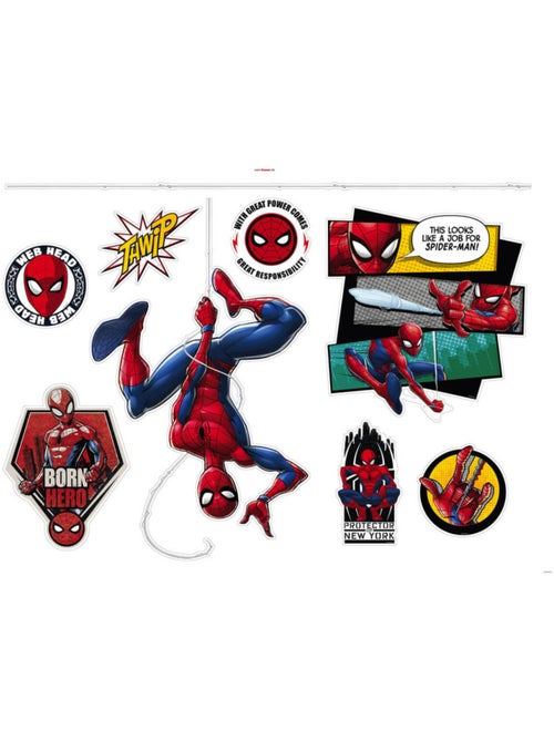 Sticker mural - spider man est suspendu sur sa toile - 100 x 70 cm - Kiabi