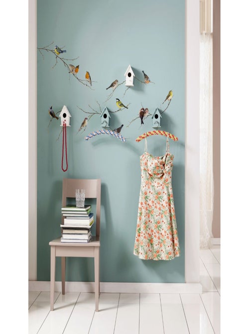 Sticker mural 12 oiseaux sur des branches - 50x70 cm - Kiabi