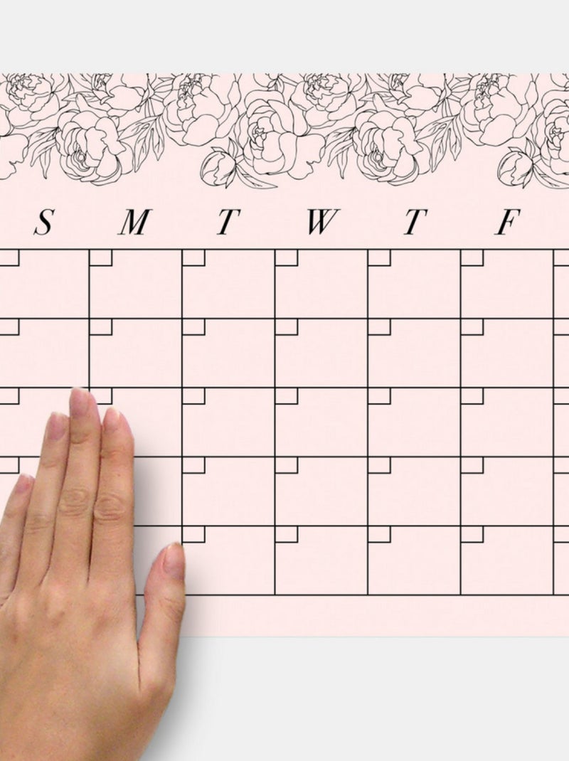 Sticker Mural Calendrier Mensuel Pivoine Fard à Joues Personnalisable et effaçable à sec Multicolore - Kiabi