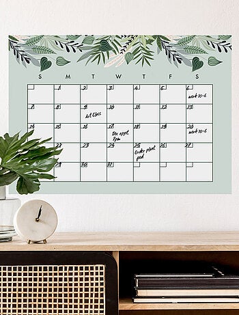 Sticker Mural Calendrier Mensuel Tropical Personnalisable et effaçable à sec