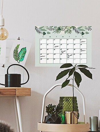 Sticker Mural Calendrier Mensuel Tropical Personnalisable et effaçable à sec