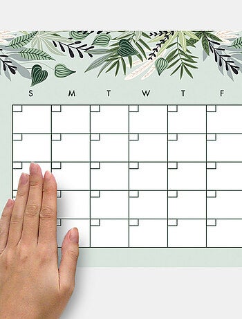 Sticker Mural Calendrier Mensuel Tropical Personnalisable et effaçable à sec