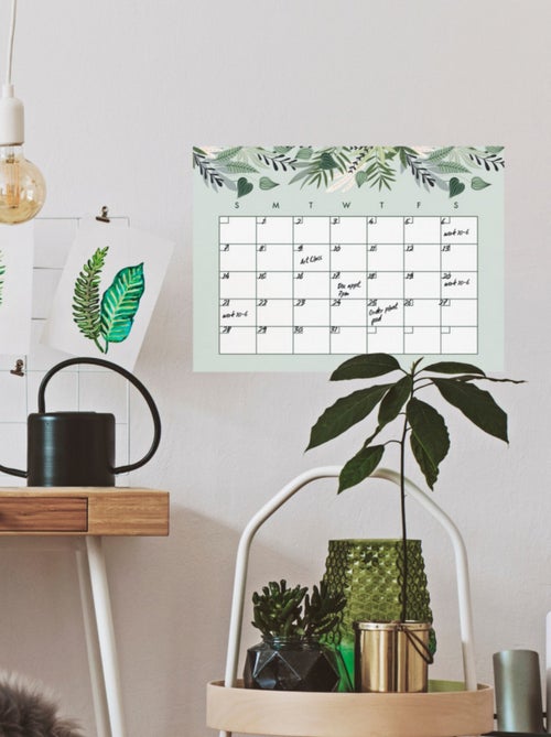 Sticker Mural Calendrier Mensuel Tropical Personnalisable et effaçable à sec - Kiabi