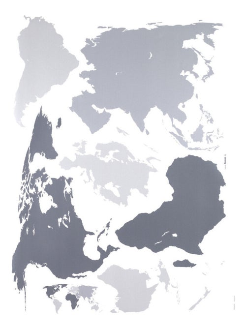 Sticker mural carte du monde couleur grise et noire - 50x70 cm - Kiabi