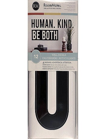 Sticker Mural Citation -Human. Kind. Be Both - Humain. Gentil. Soyez les deux