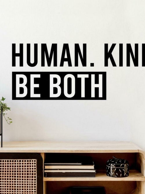 Sticker Mural Citation -Human. Kind. Be Both - Humain. Gentil. Soyez les deux - Kiabi