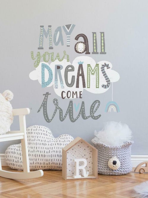 Sticker Mural Citation -May All Your Dreams Come True- Que tout tes rêves deviennent réalité - Kiabi