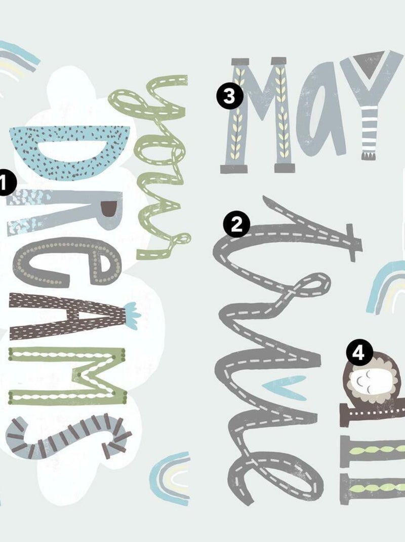 Sticker Mural Citation -May All Your Dreams Come True- Que tout tes rêves deviennent réalité Multicolore - Kiabi