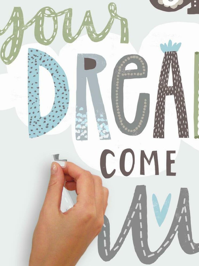 Sticker Mural Citation -May All Your Dreams Come True- Que tout tes rêves deviennent réalité Multicolore - Kiabi