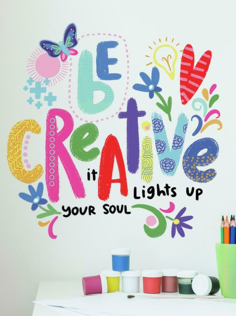 Sticker mural citation -soyez créatif- Multicolore - Kiabi